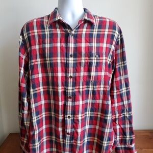 GAP Men's Red and Blue Plaid Button Down Shirt